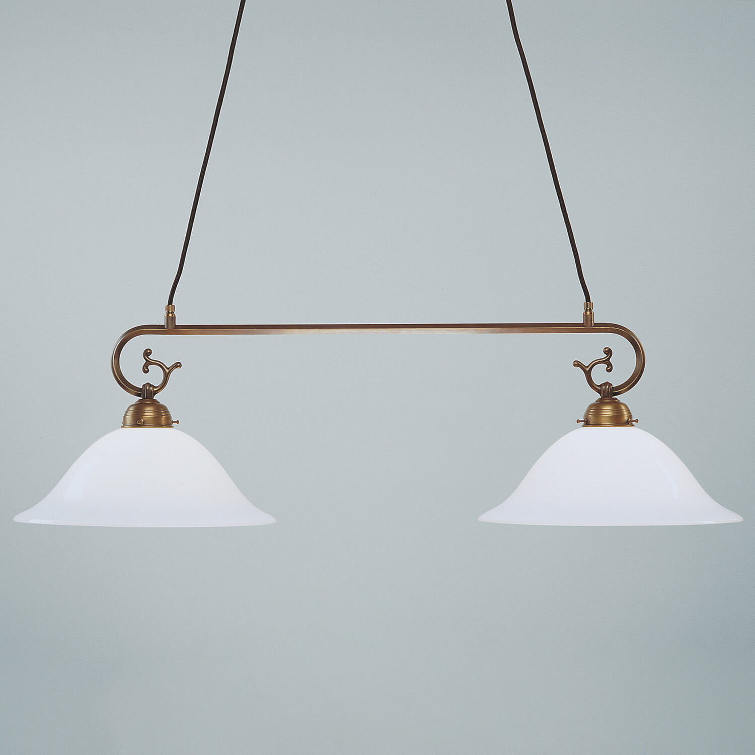 Jugendstil Hängeleuchte 2flm Messing D34 Lampe, Leuchte