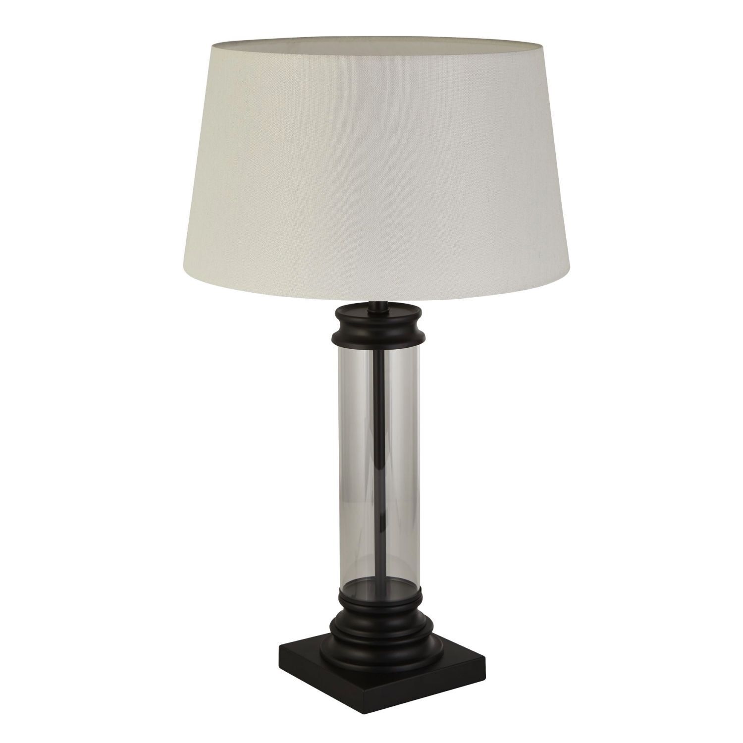 Lampe de table 63 cm Noir Blanc E27 Tissu Verre