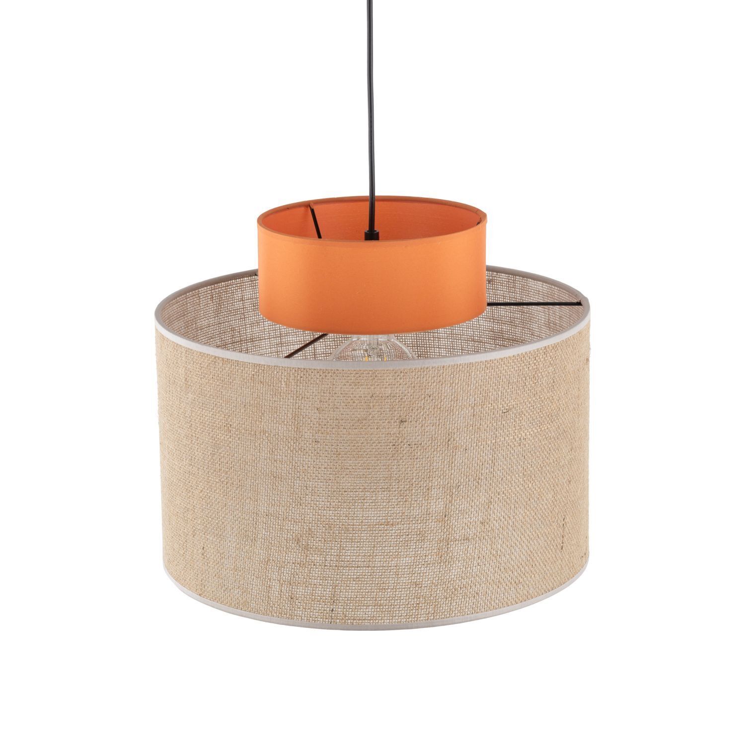 Suspension ronde E27 Ø 38 cm H : max. 170 cm Jute Tissu Lampe, Lampenschirm
