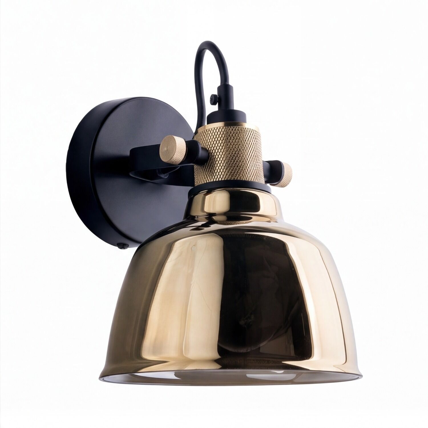 aufbau-strahler-spot-zero-1-flammig-schwarz-gold-industrie-37-1 Wandlampe, Bronze-Lampe, Wandleuchte, Metallglas-Gold, Befestigungslampe