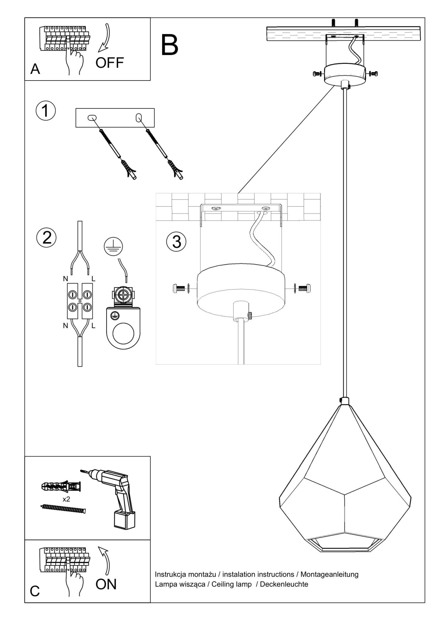 Lampe à suspendre Blanc Céramique à peindre géométrique E27