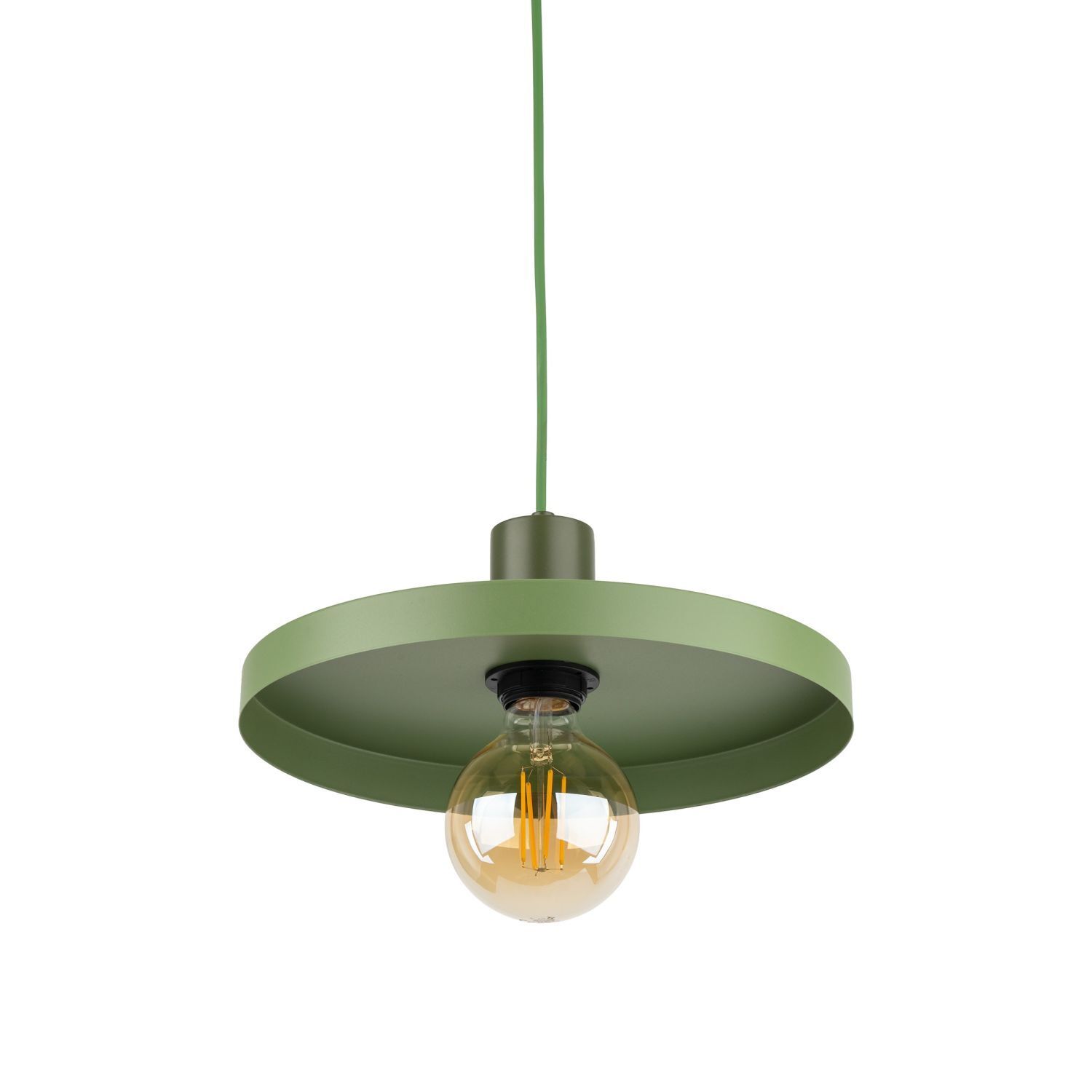 Suspension verte E27 Ø30 cm ronde Vintage métal