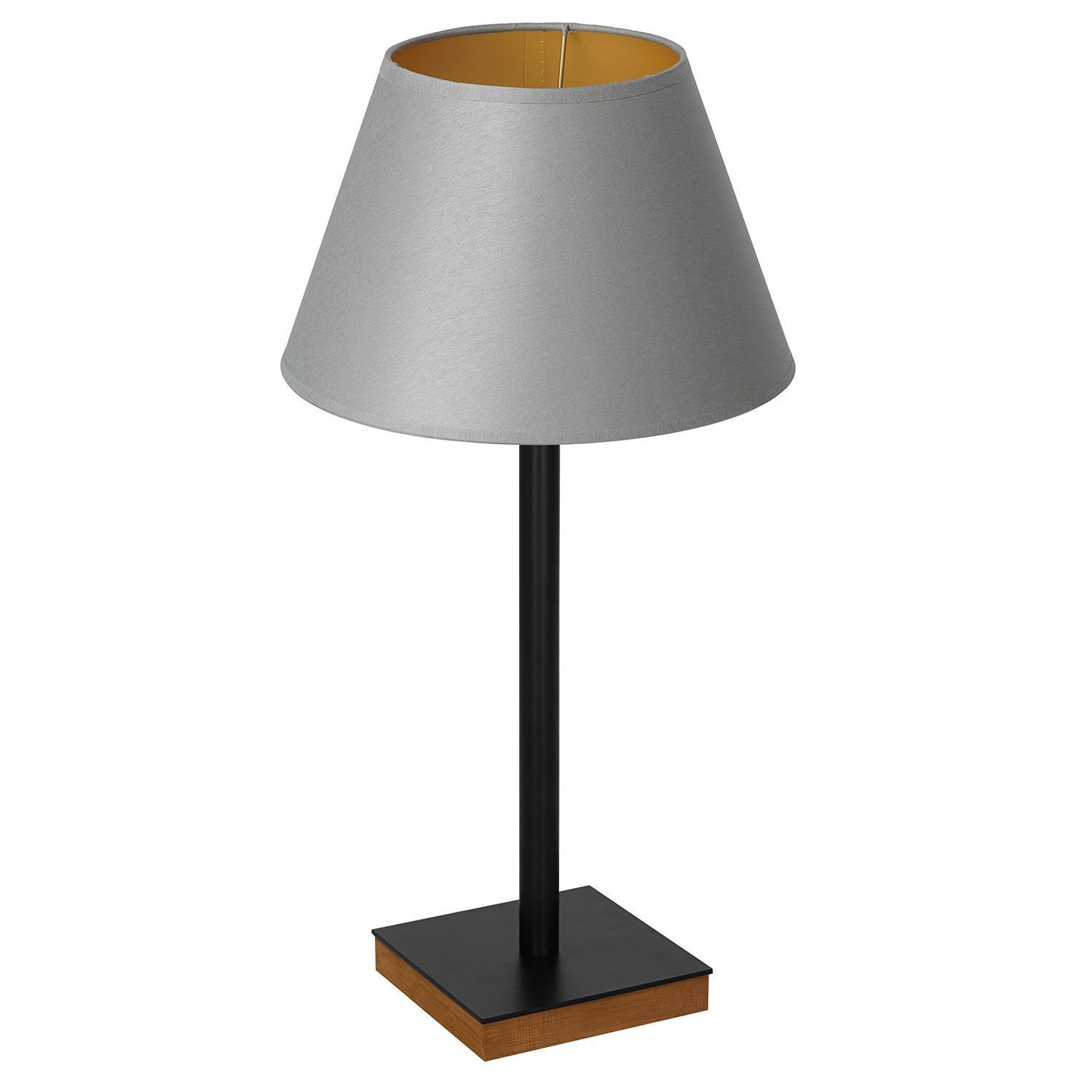 Lampe de table noir gris or tissu bois 56 cm E27