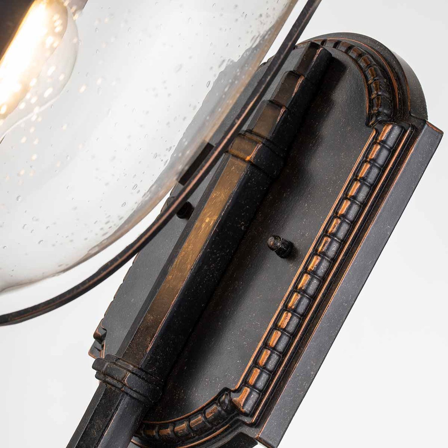 Außenwandleuchte Glas Aluminium IP44 H: 54,3 cm in Bronze lampe, hängende lampe, industriell, metall, kupferakzente
