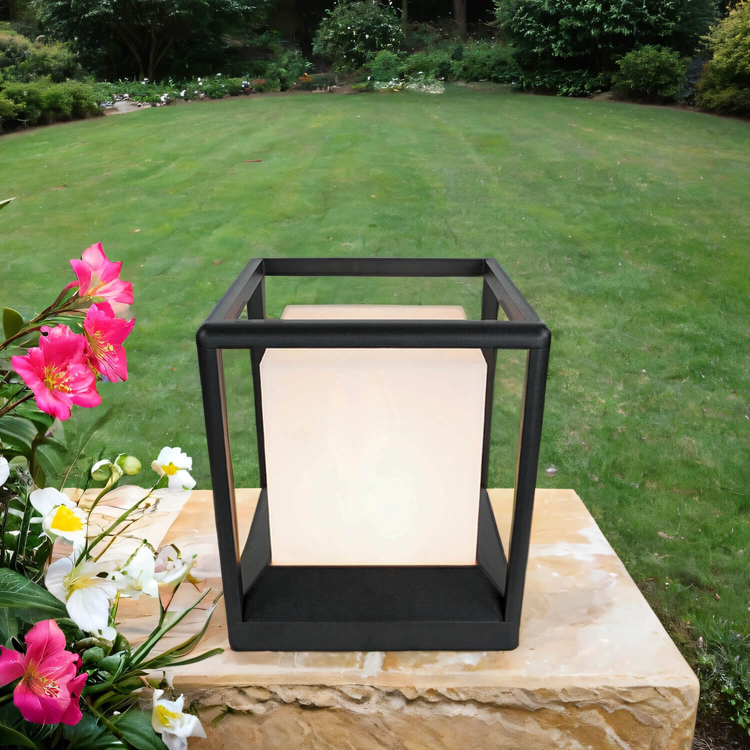 Luminaire de socle aluminium E27 IP65 25,5 cm graphite carré Gras, Lampe, Rasen, Laterne, Hinterhof