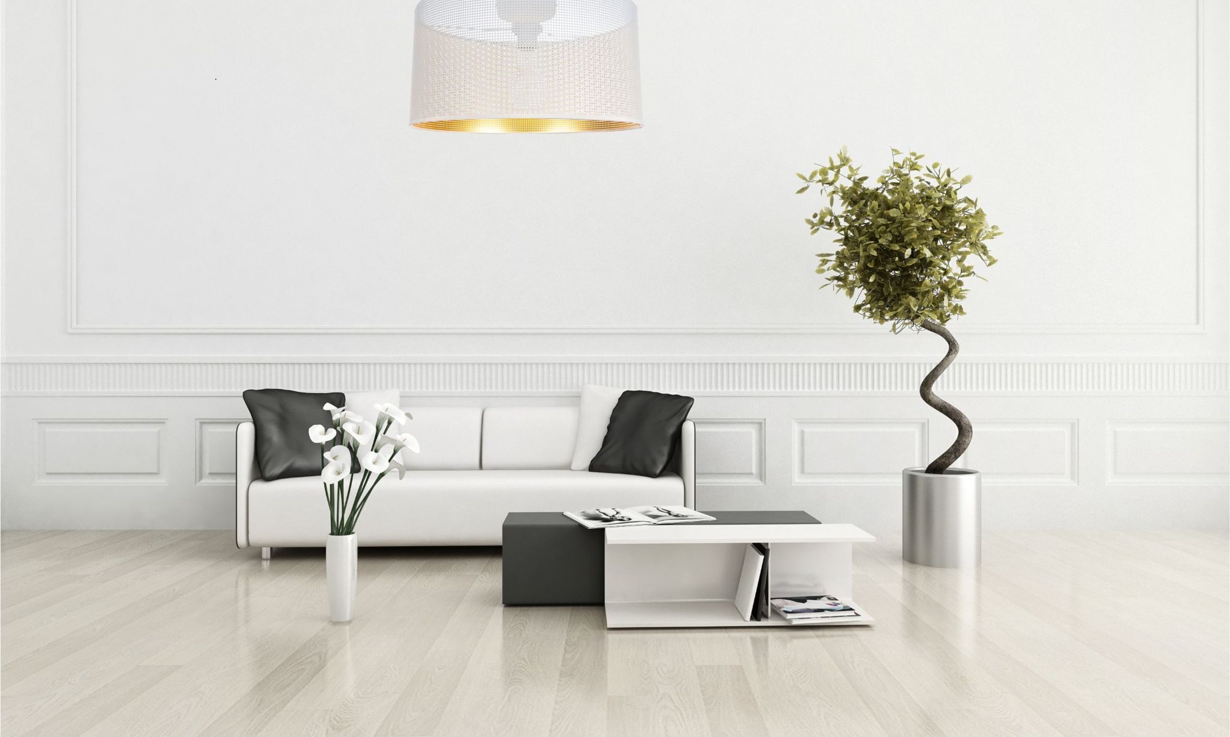 Loft Plafonnier en métal blanc or E27 Ø40 cm rond