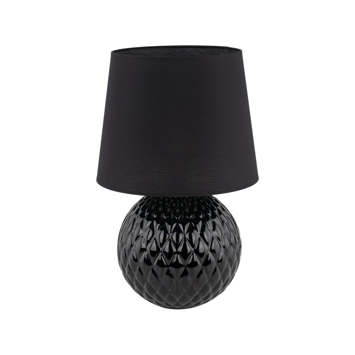 Lampe de table noir E27 hauteur 60 cm Ø 38 cm verre tissu DOLORES