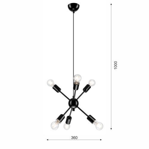 Lampe à suspendre de table noir métal 6-flmg
