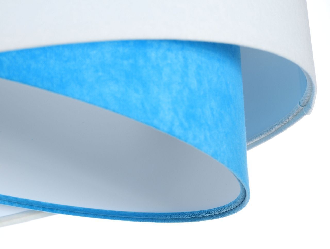 Suspension ronde Ø 50 cm E27 Blanc Bleu Tissu Aspect velours