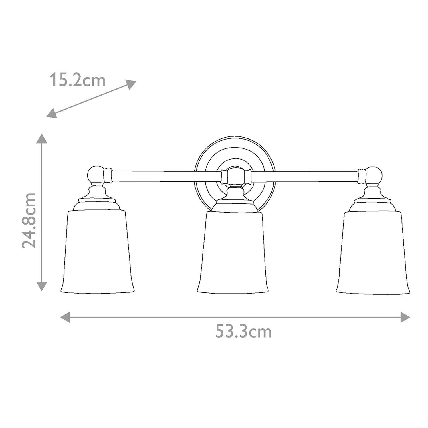 Lampe de salle de bain miroir 53,3 cm de large IP44 avec 3x G9 LED 3000 K chaud