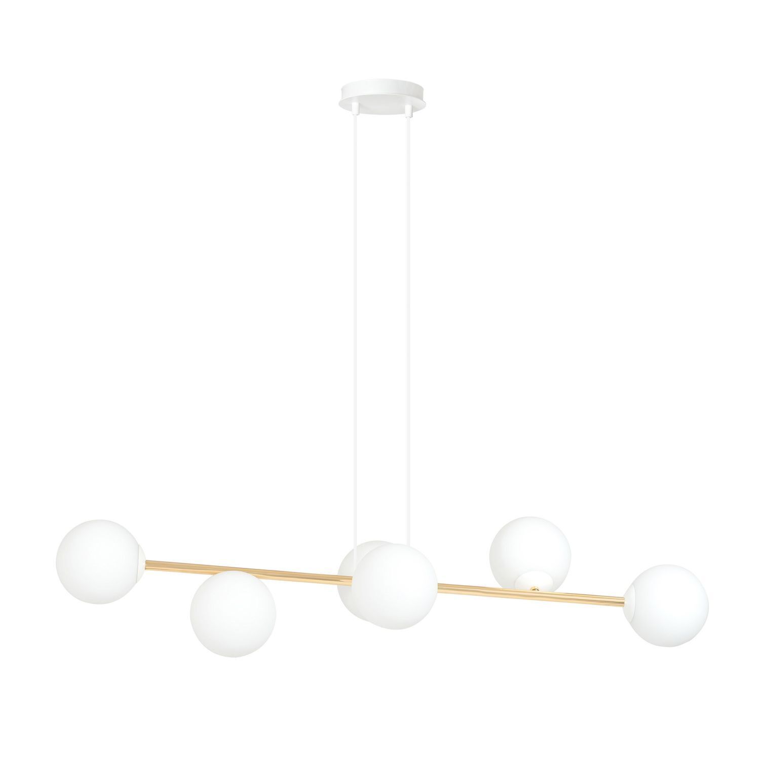 Lampe à suspendre métal verre en blanc or 110 cm de long