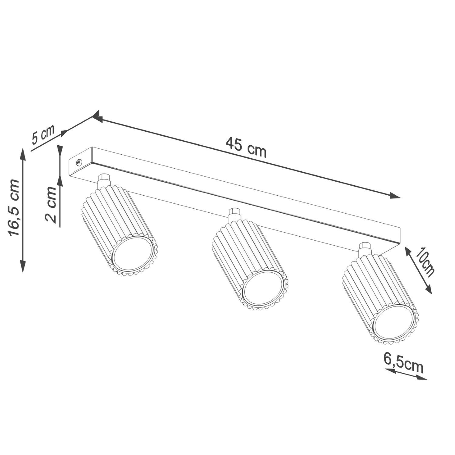 Spot de plafond moderne à 3 flammes GU10 L : 45 cm en or
