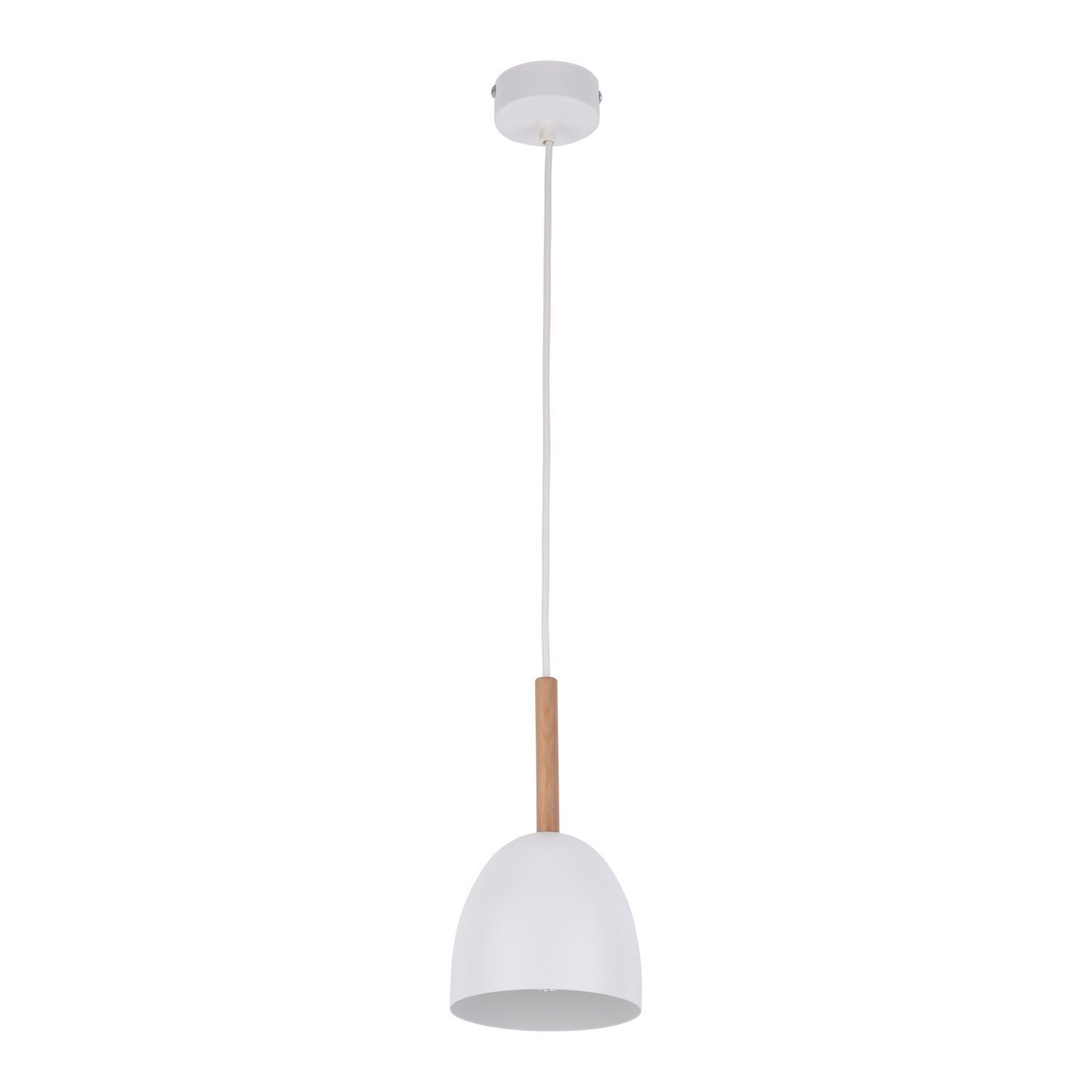 Suspension métal bois Ø 13 cm Blanc Scandinave E27