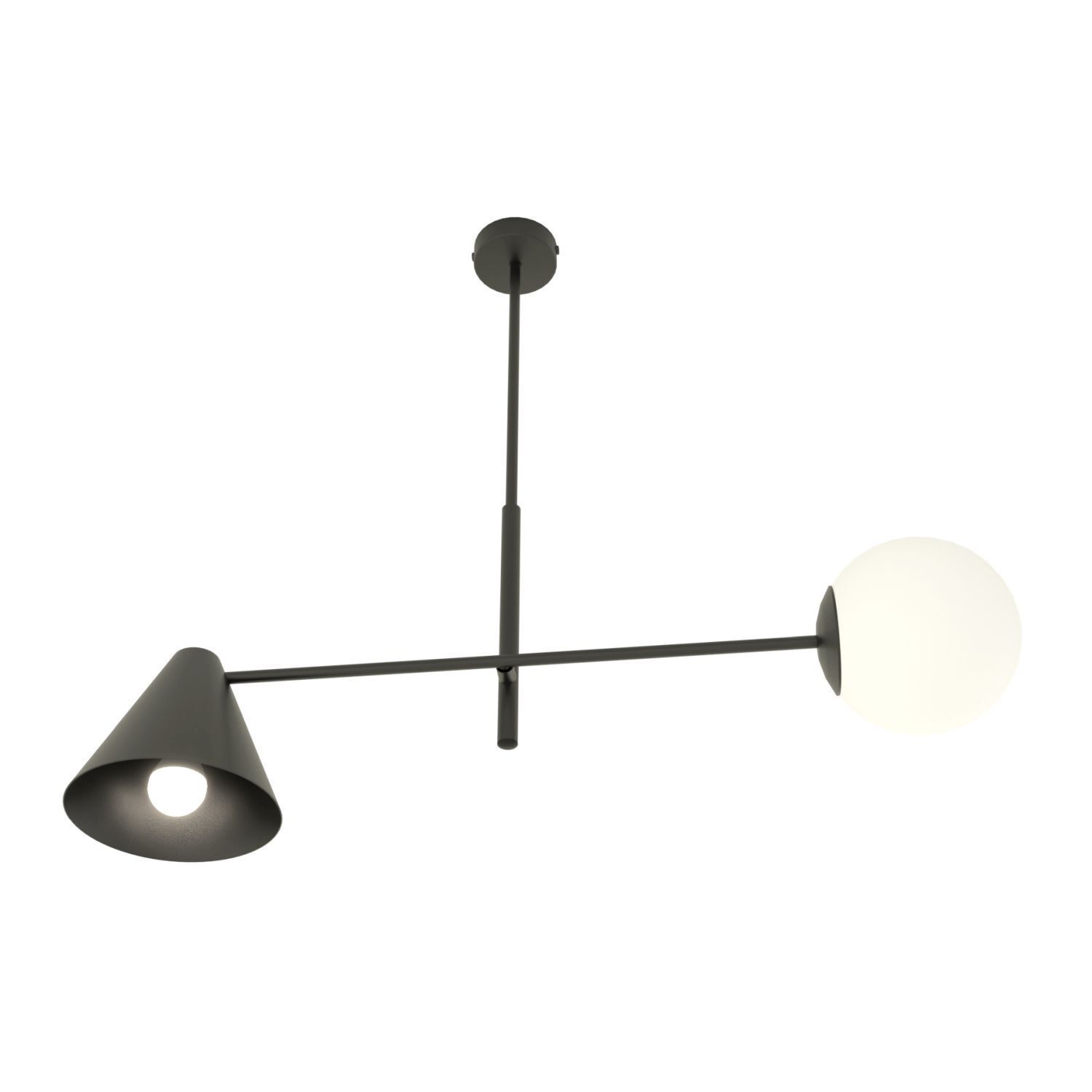 Plafonnier allongé métal verre noir E14 anti-éblouissement