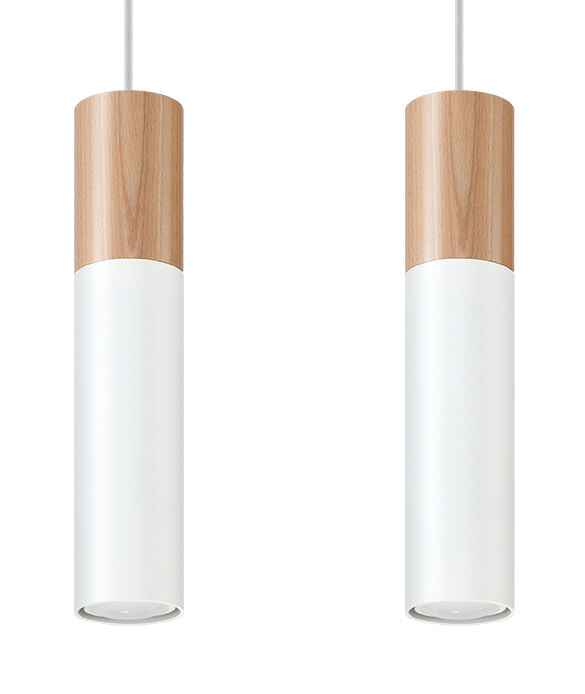 Lampe à suspendre cosy WAYNELLE Blanc Bois Scandinave