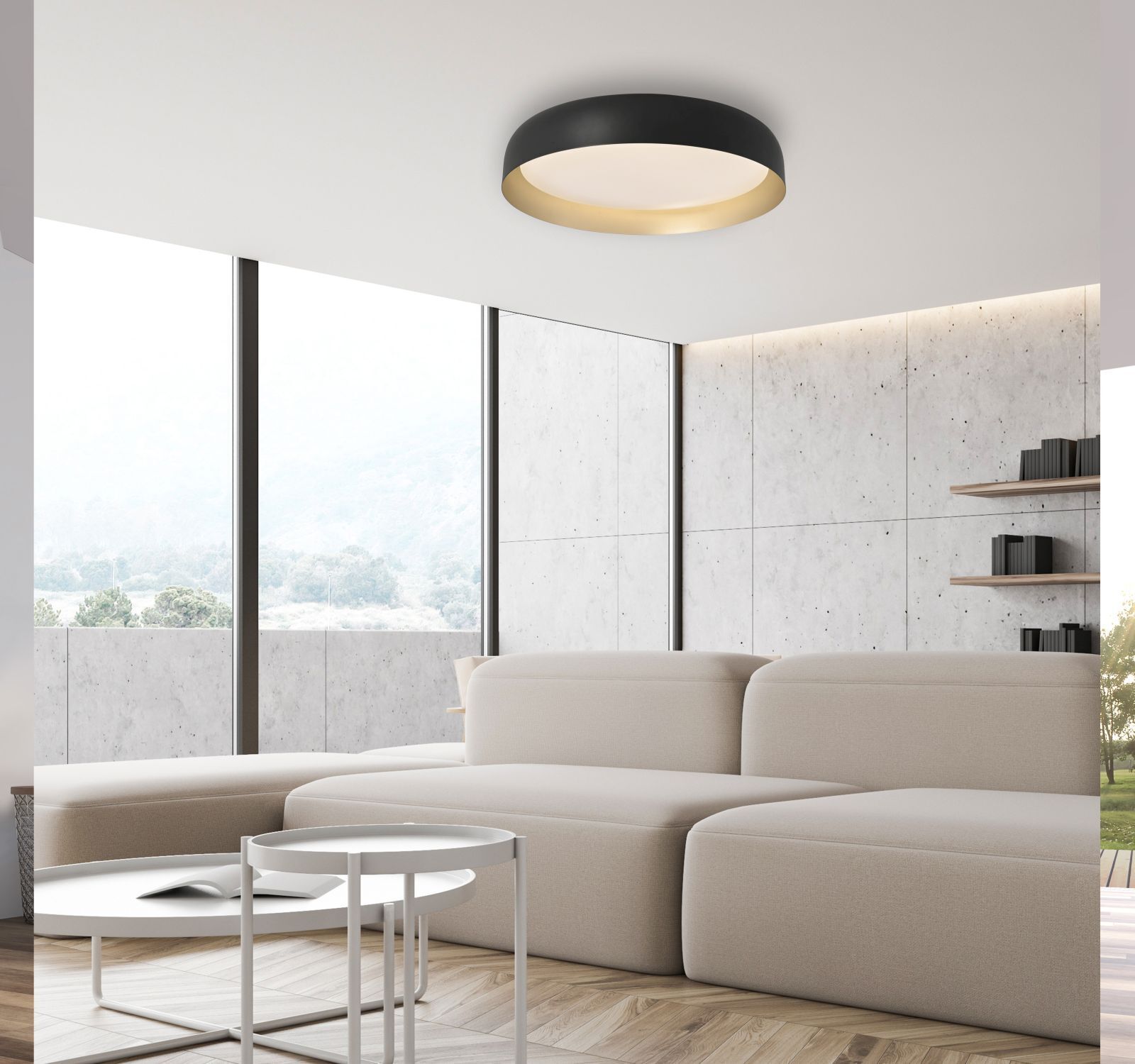 Lampe de plafonnier LED à intensité variable noir or Ø57 cm 3850 lm