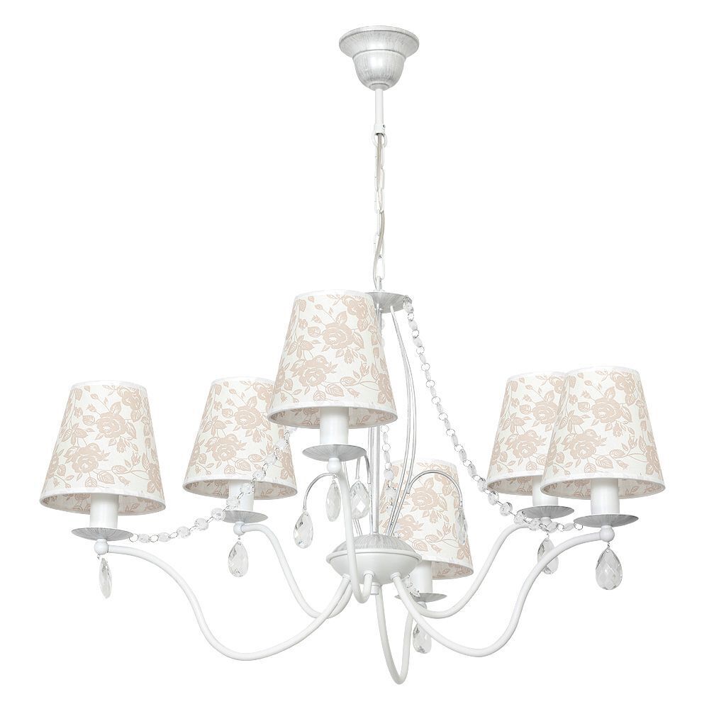 Lustre romantique motif floral abat-jour en tissu