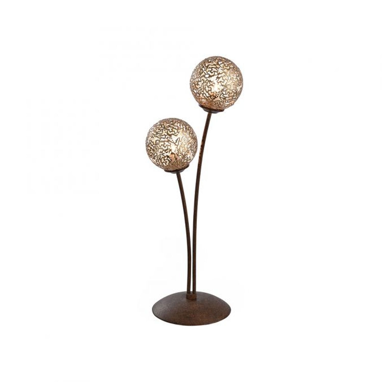Lampe de table rustique en métal brun rouille or 52 cm 2-flmg