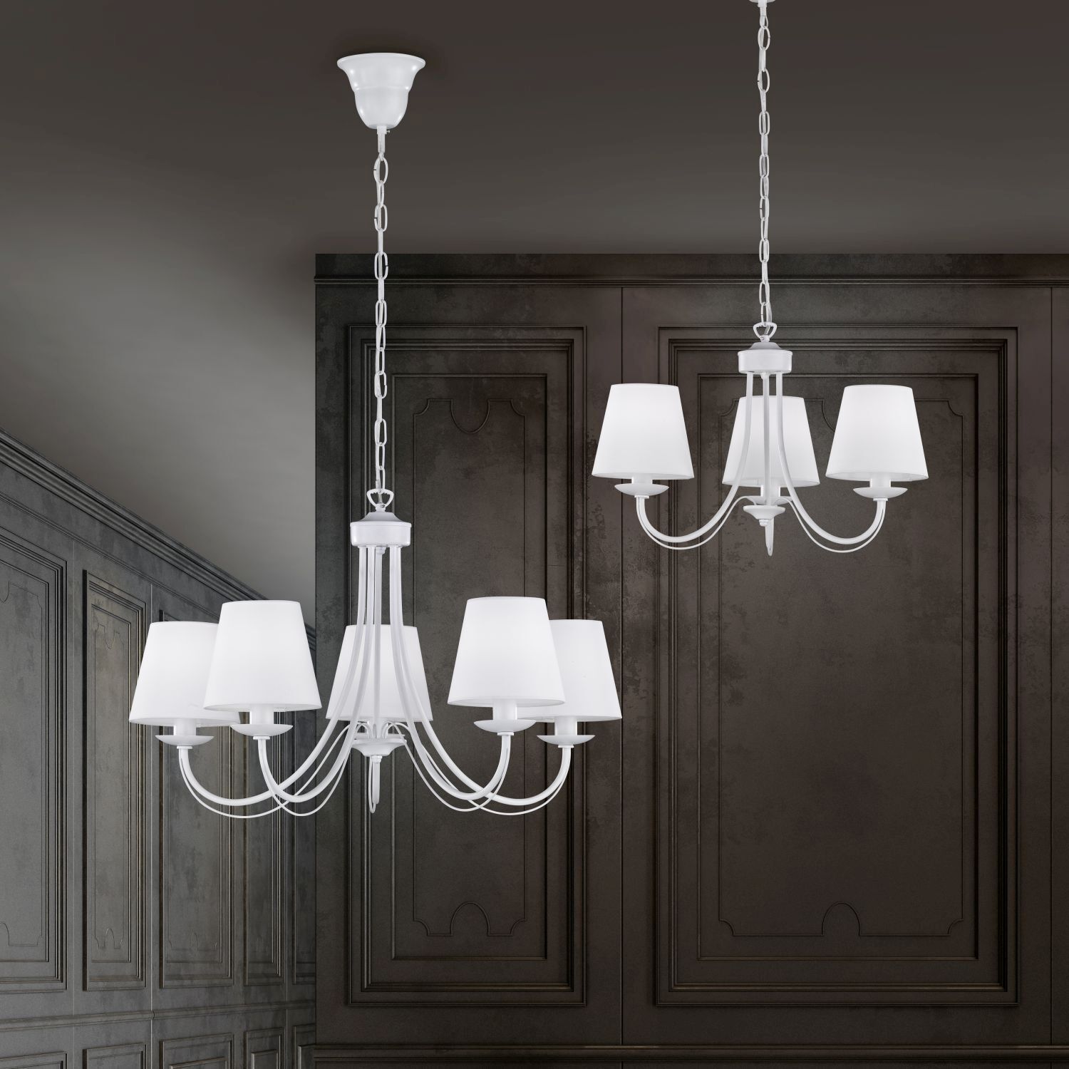 Lustre confortable tissu métal tissu E14 3-flmg Leuchter, Lampe