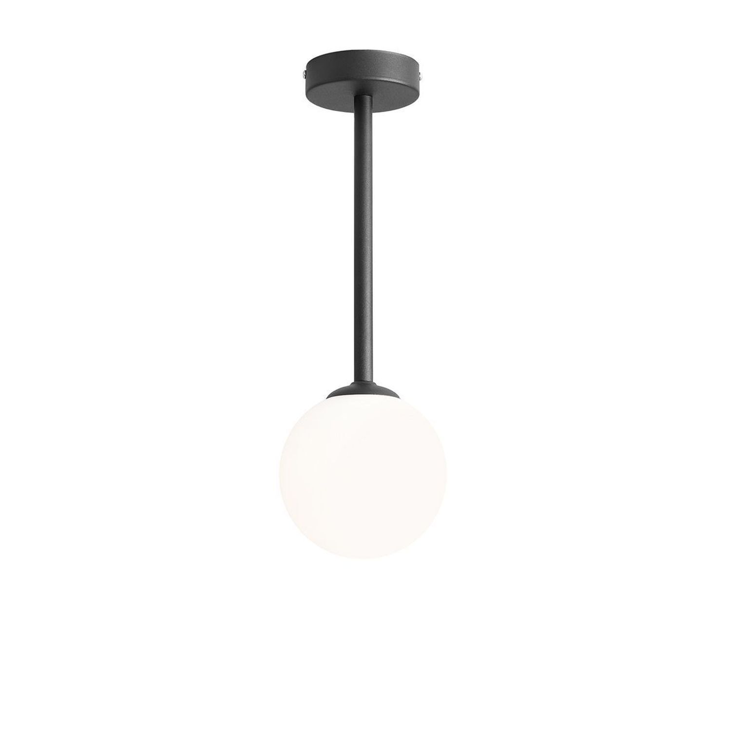 Plafonnier rond noir verre métal E14 14 cm faible éblouissement