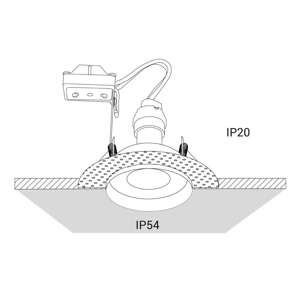 Luminaire encastré noir métal verre GU10 accentué
