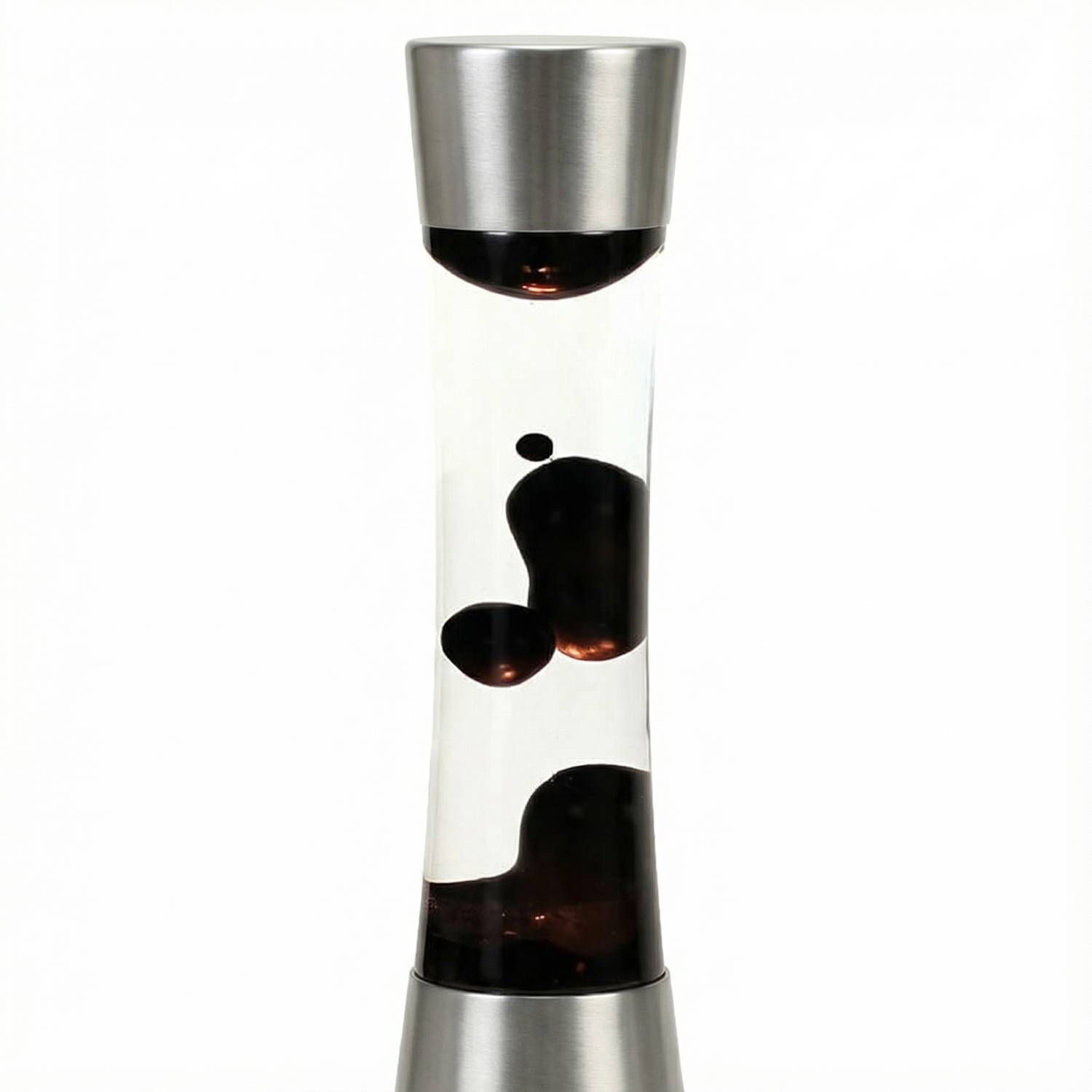 lavalampe-schwarz-silber-chrome-lavaleuchte-sandro-3 Lava-Lampe, Vase, Dekor, Glas, Deko-Objekt