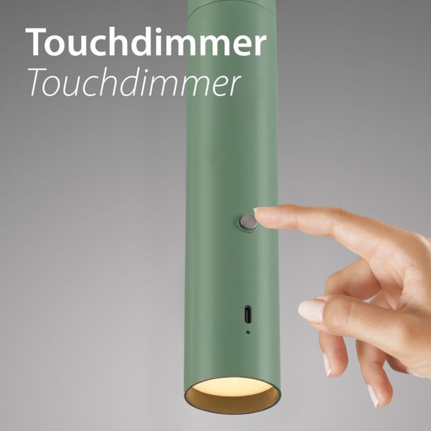 LED Akku Pendelleuchte Grün Metall Touch Dimmen 3000 K Lampe
