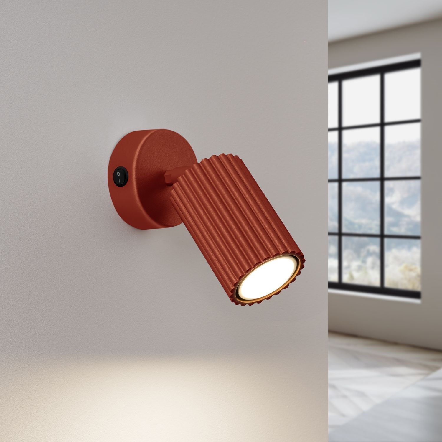 Wandleuchte mit Schalter Rot GU10 B:8 cm Alu schwenkbar Beleuchtung, Lampe