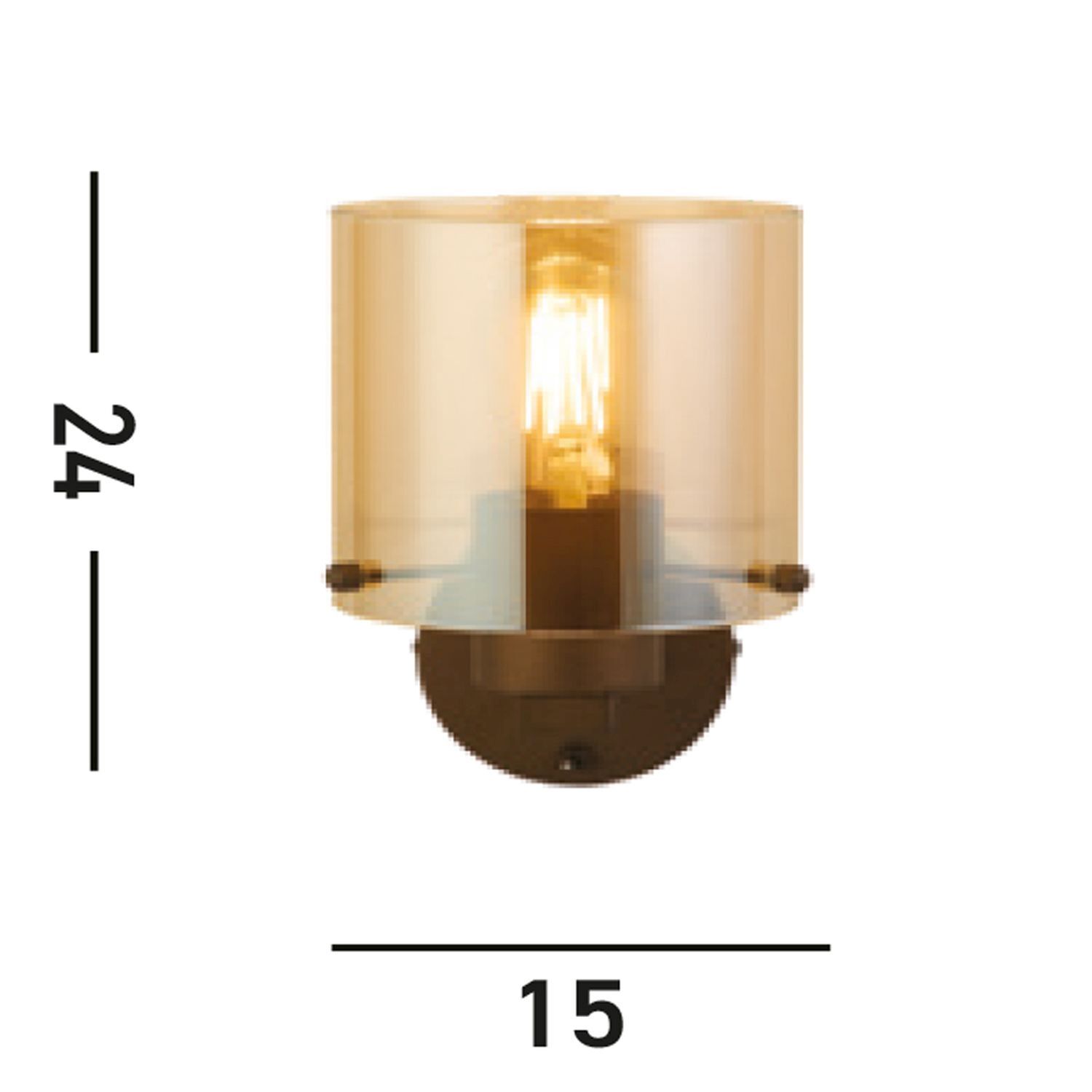 Applique métal verre moka ambre E27 avec interrupteur