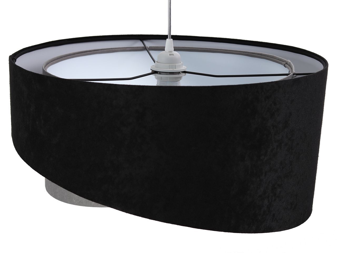 Lampe à suspendre Noir Gris E27 ronde Ø 50 cm Tissu aspect velours