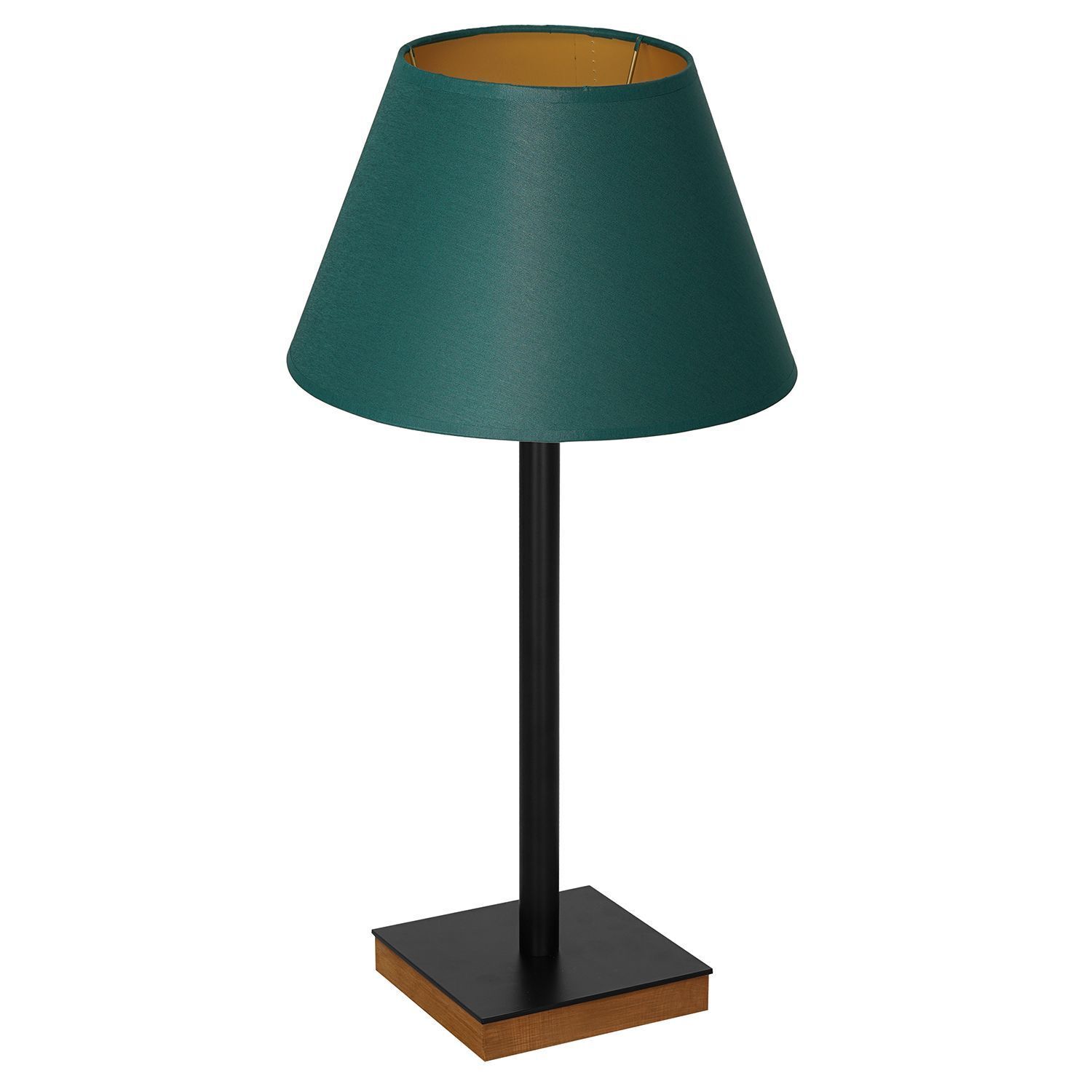 Lampe de table noir pétrole or tissu bois 56 cm E27