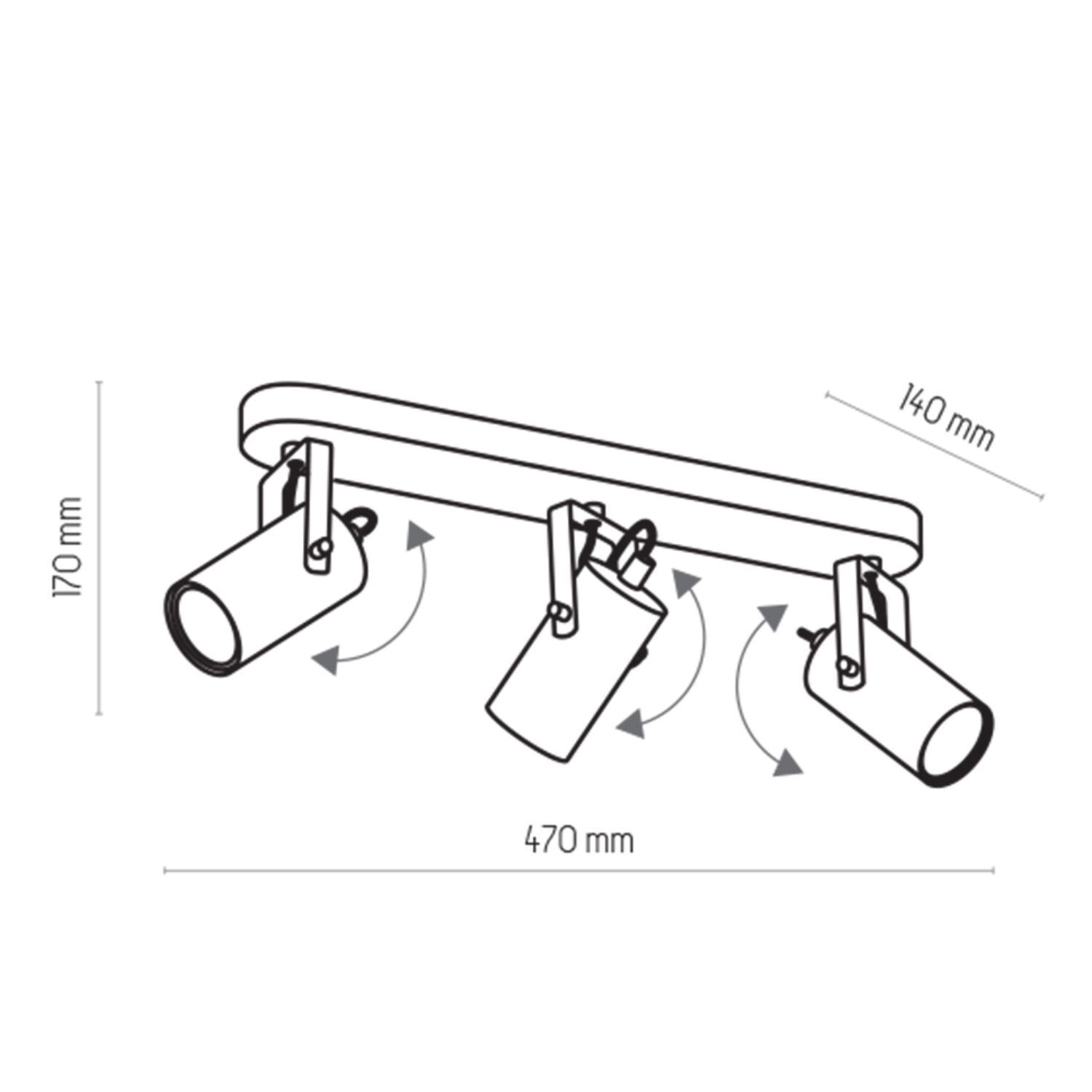 Spot de plafond métal noir or 3 flammes GU10 orientable