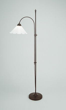 Lampadaire floral laiton antique verre E27 160 cm