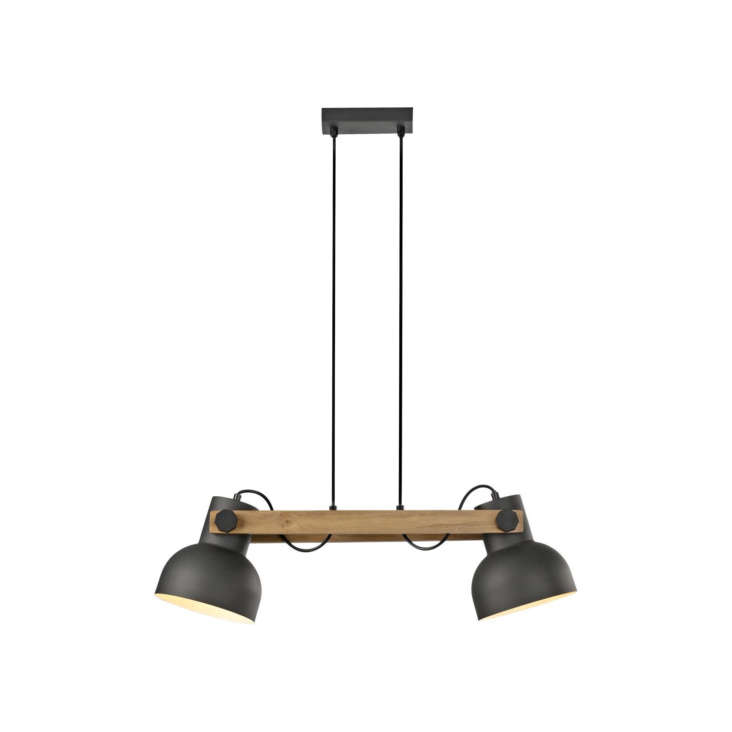 Suspension industrielle bois métal E27 flexible