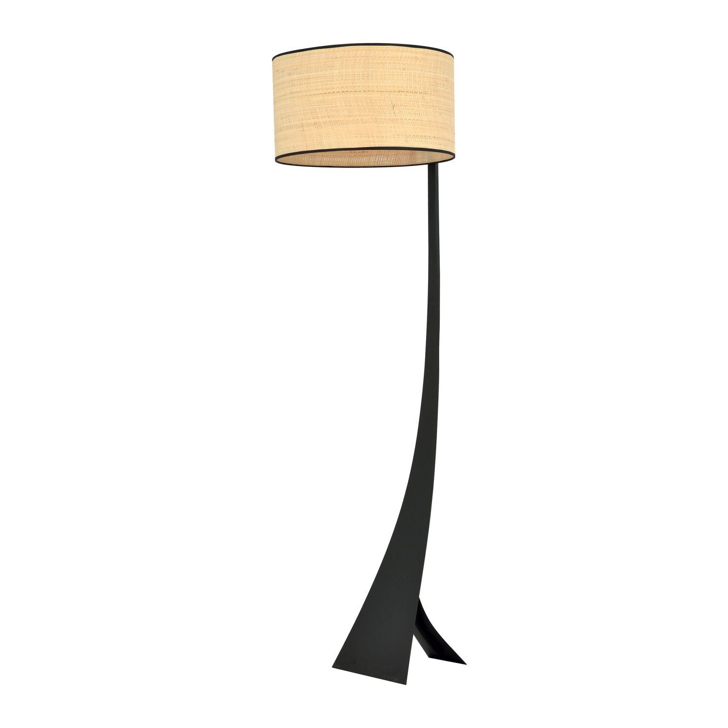 Lampadaire en métal rotin 157 cm Moderne en noir naturel E27