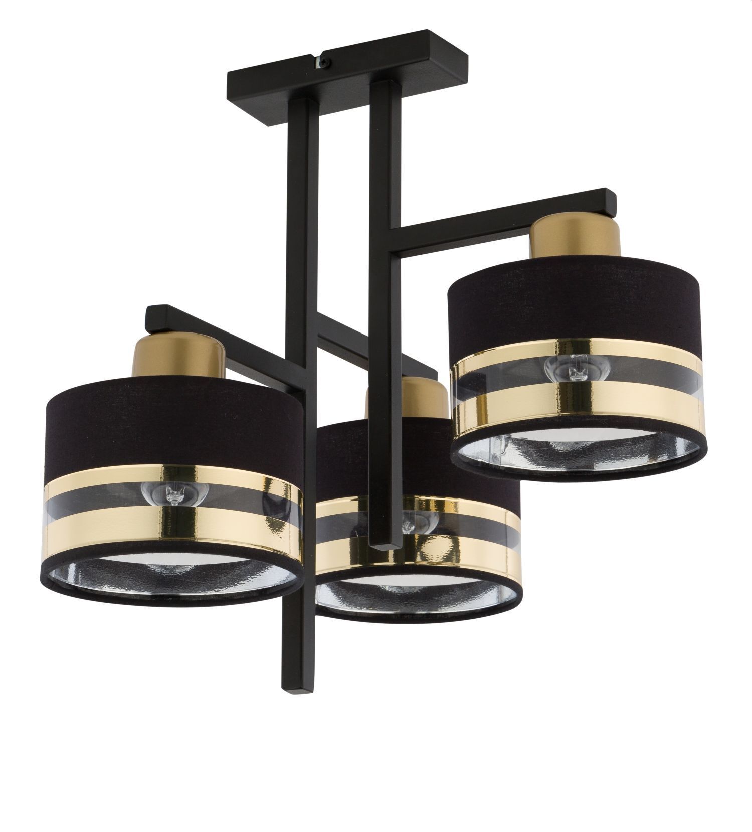Plafonnier noir métal E27 3 flammes cosy