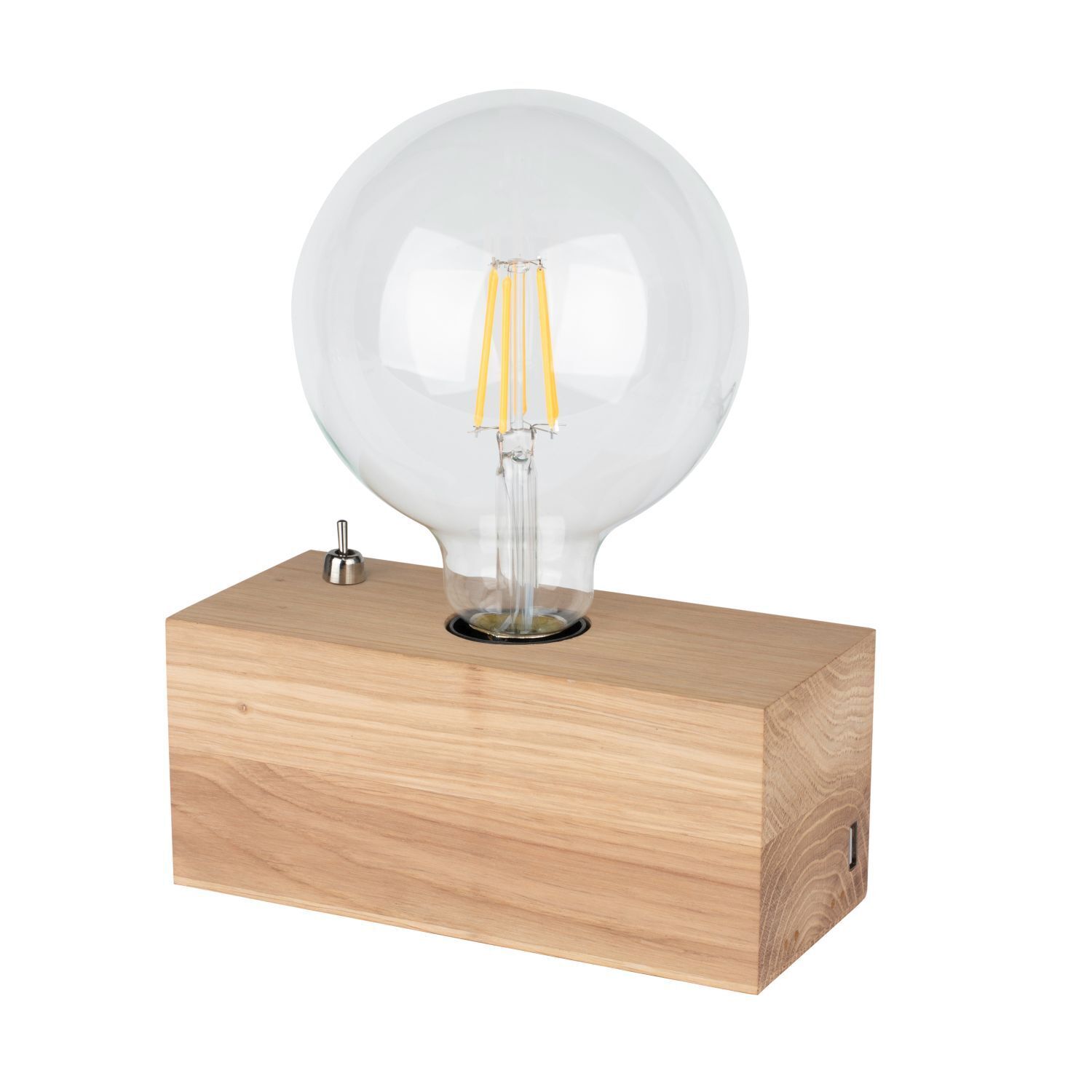 Lampe de table rétro en bois rechargeable USB 8cm petite