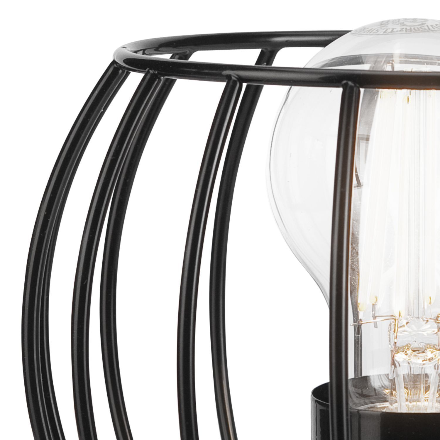 Lampe de table noire E27 petite H : 16 cm Métal Bois Rétro