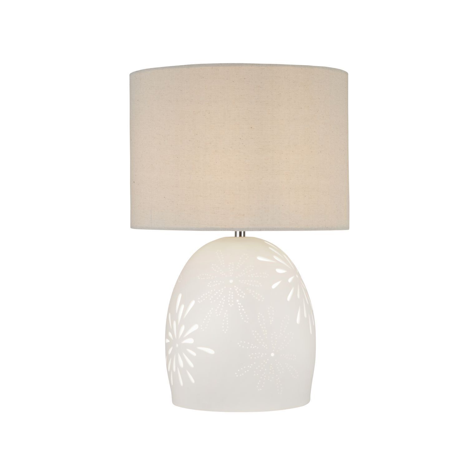 Lampe de chevet Blanc Beige Céramique Lin E27 49 cm de haut
