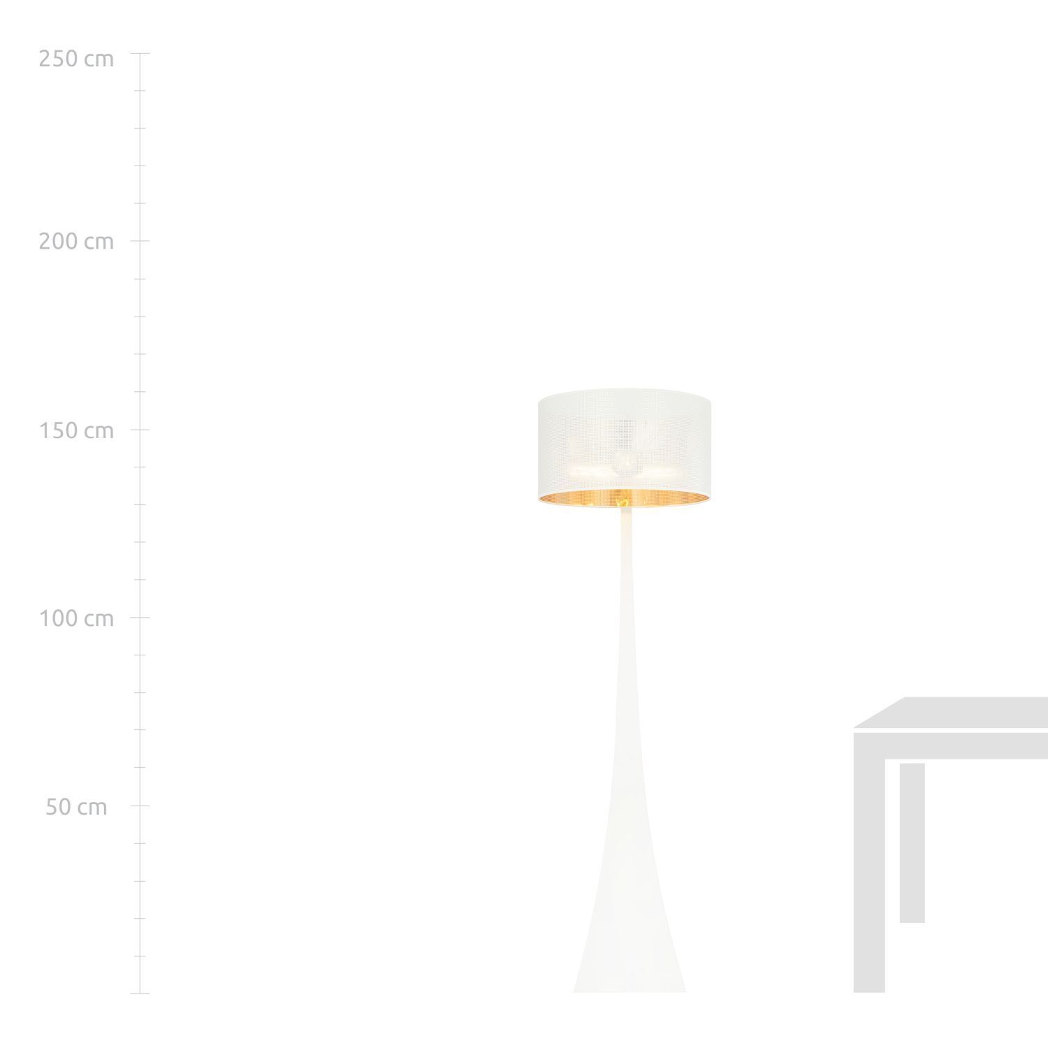 Lampadaire Blanc Or 157 cm métal tissu décoratif pour E27