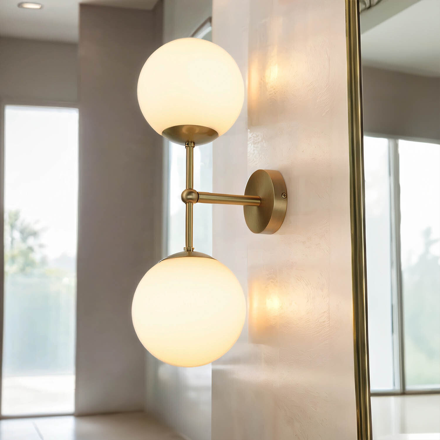 Applique MUSA laiton verre en bronze clair blanc Leuchte, Lampe