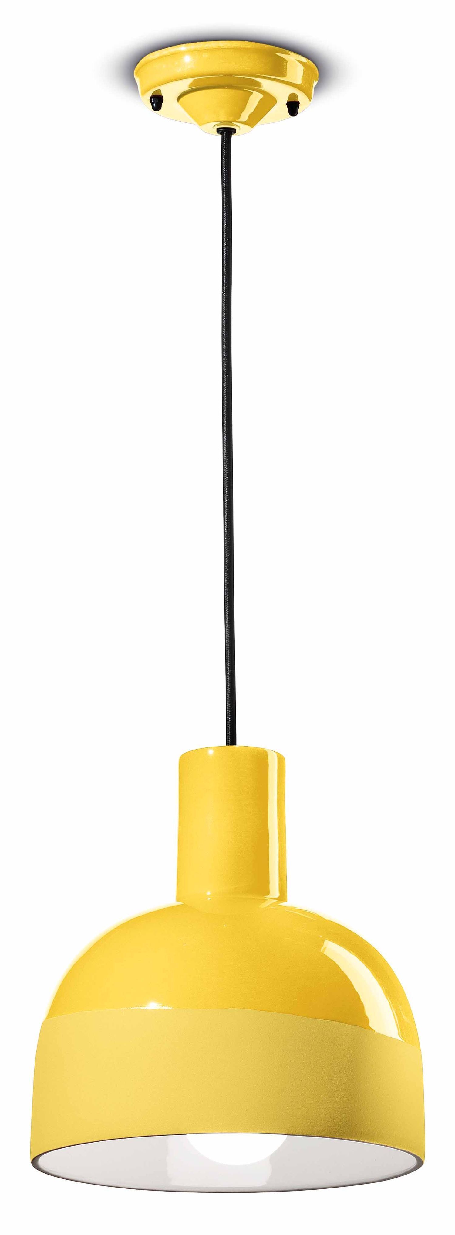 Lampe à suspendre céramique D : 22,5 cm H : max. 146,5 cm Jaune E27
