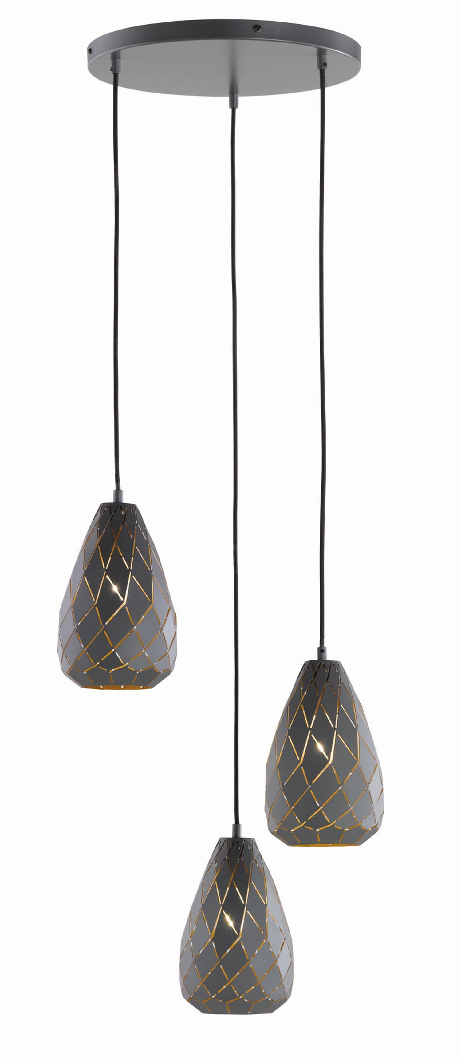 Lampe à suspendre géométrique métal anthracite E27 Ø35 cm