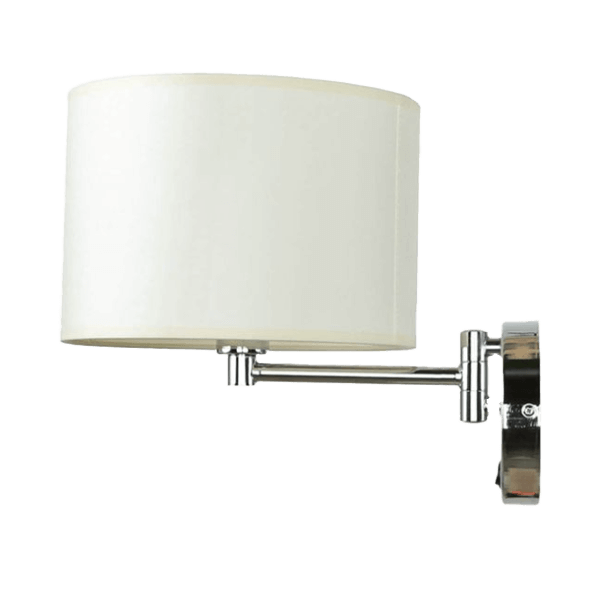 Wandlampe, Wandleuchte, Kabinettlampe, Chrom, Glänzend, Stoffschirm