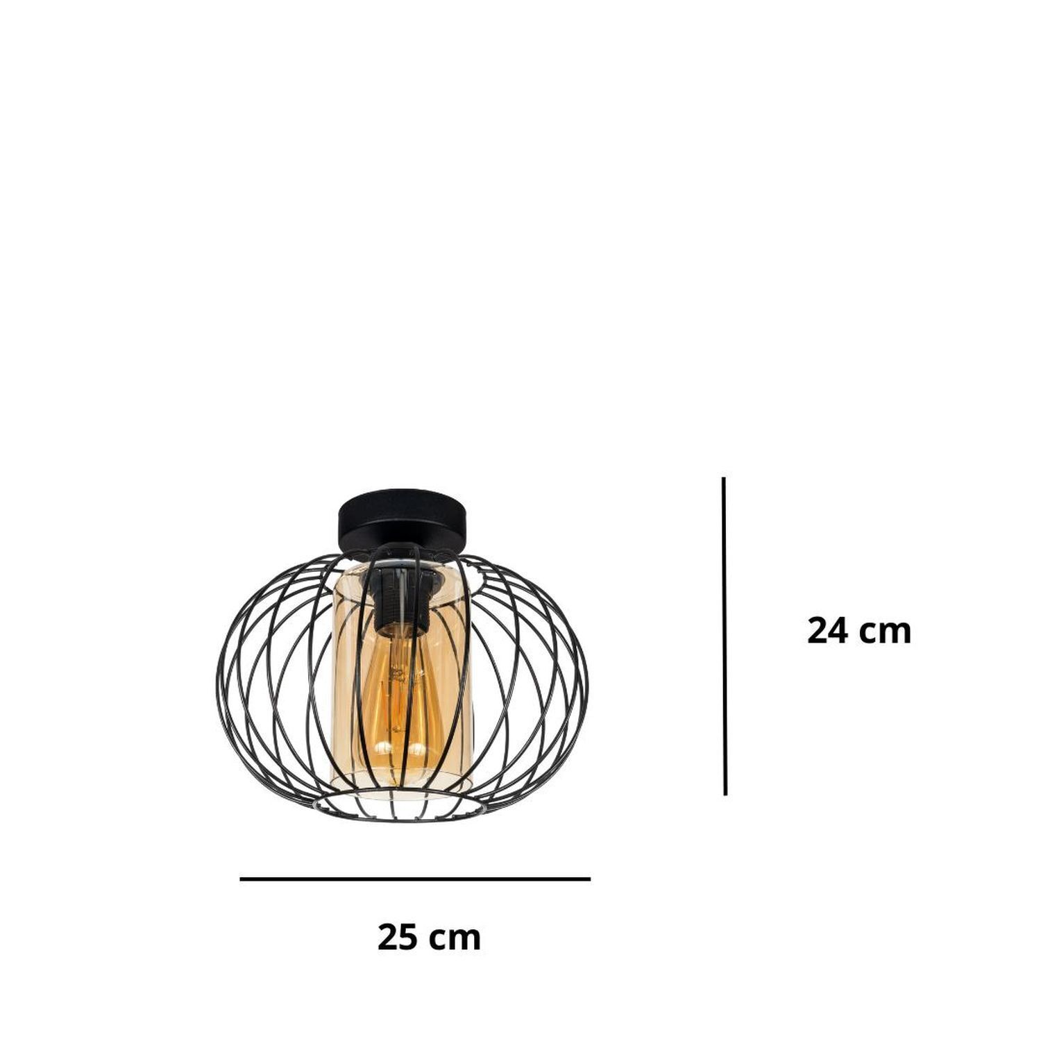 Lampe de plafonnier E27 Ø25 cm noir miel anti-éblouissement rétro