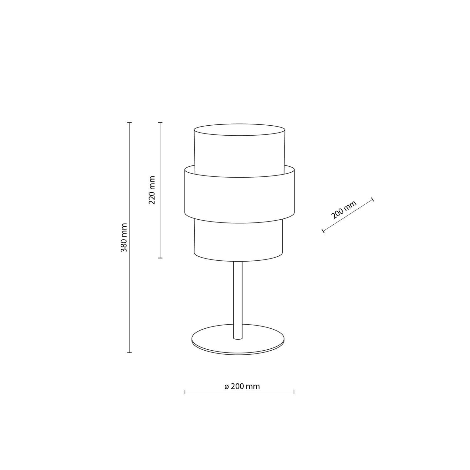 Lampe de table noire 38 cm de haut Tissu Métal E27 GREET Zylinder, Diagramm, Handlung, Glas
