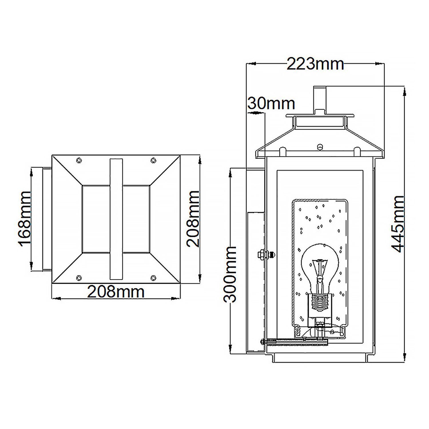 Lampe d'extérieur murale résistante aux intempéries H : 44,5 cm IP44 noir E27