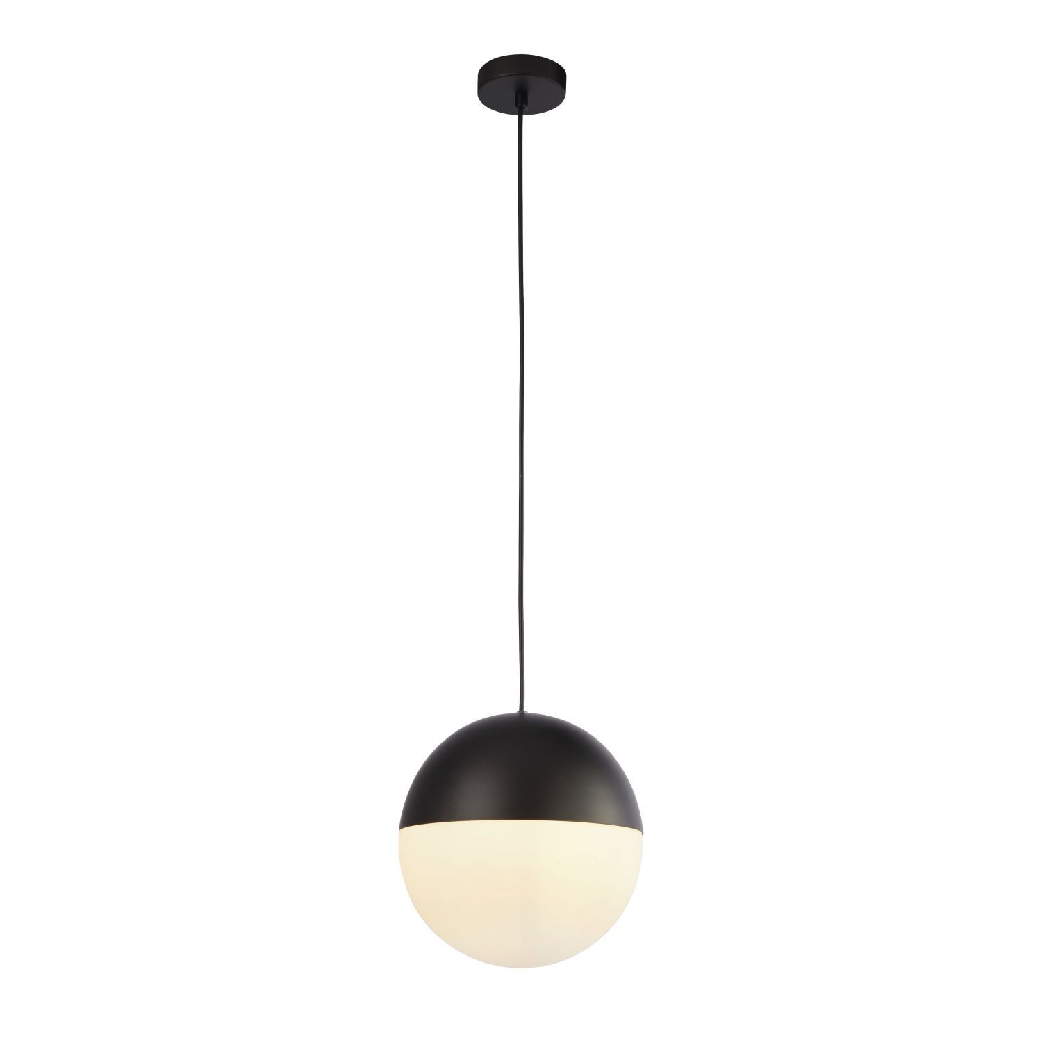 Suspension Noir Blanc E27 Ø 25 cm rond verre métal