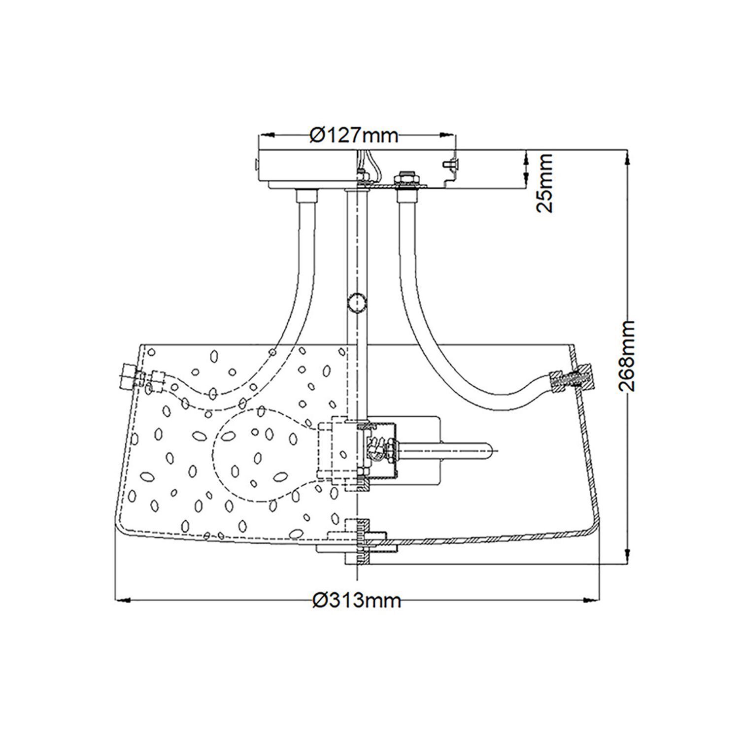 Lampe de plafonnier verre abat-jour Ø 31,3 cm en laiton brossé