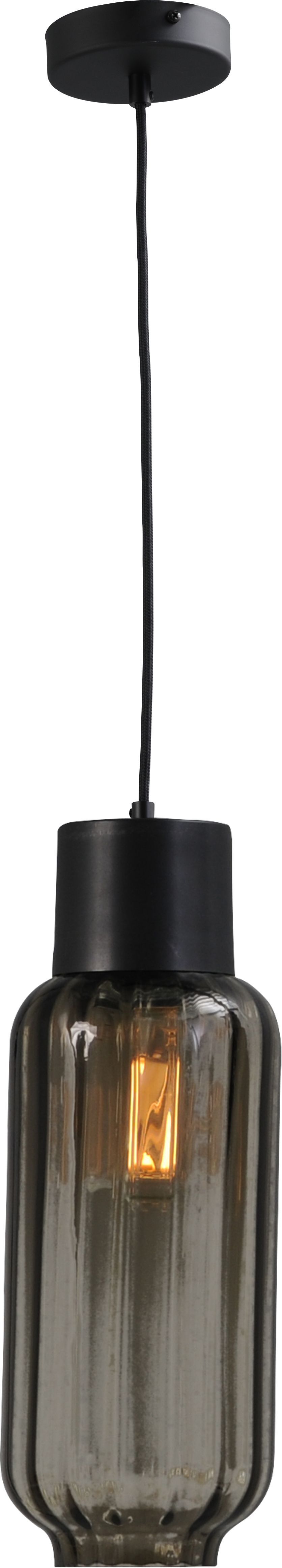 Suspension noir verre fumé métal Ø 15 cm E27